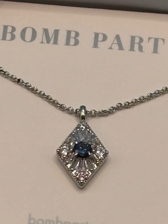 Bomb Party "The Eye of Glam" Rhodium Necklace - Lab Created Sapphire - Picture 2 of 4